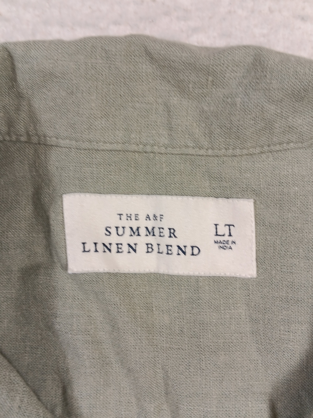 Abercrombie & Fitch Shirt Mens LT Large Tall Green Summer Linen Blend Camp - Picture 2 of 8